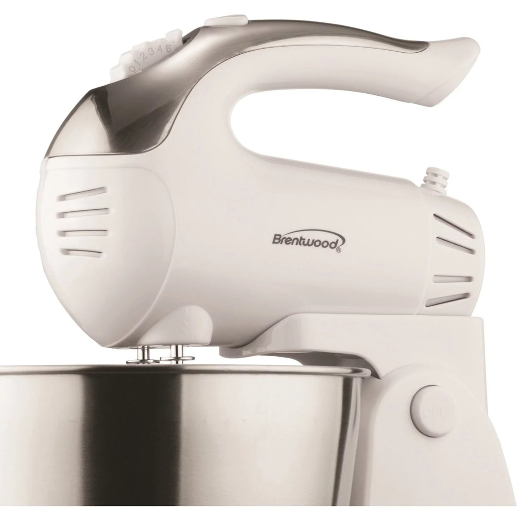 5 Speed Stand Mixer with Stainless Steel Bowl in White Z35613