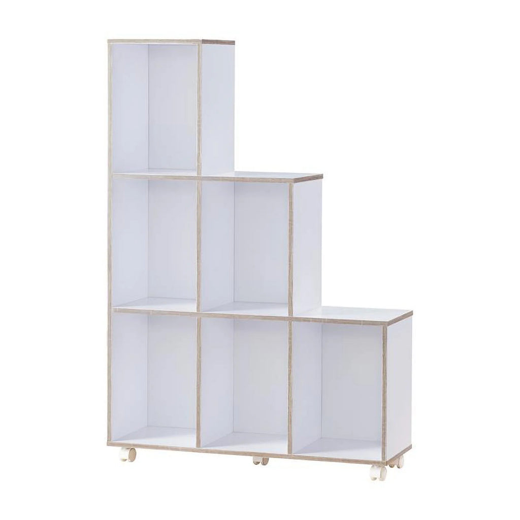 White Wood 6-Compartment Bookcase R119114