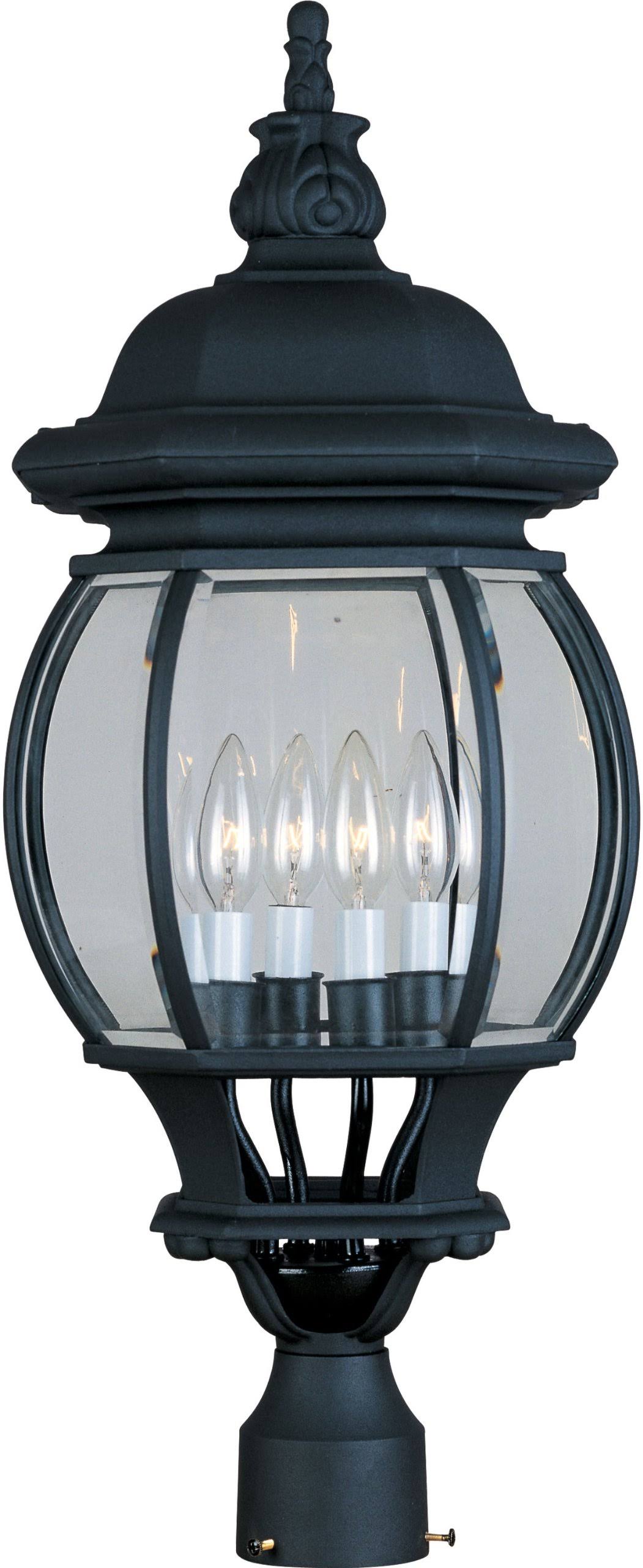 Black 4-Light Outdoor Post Lantern V68715