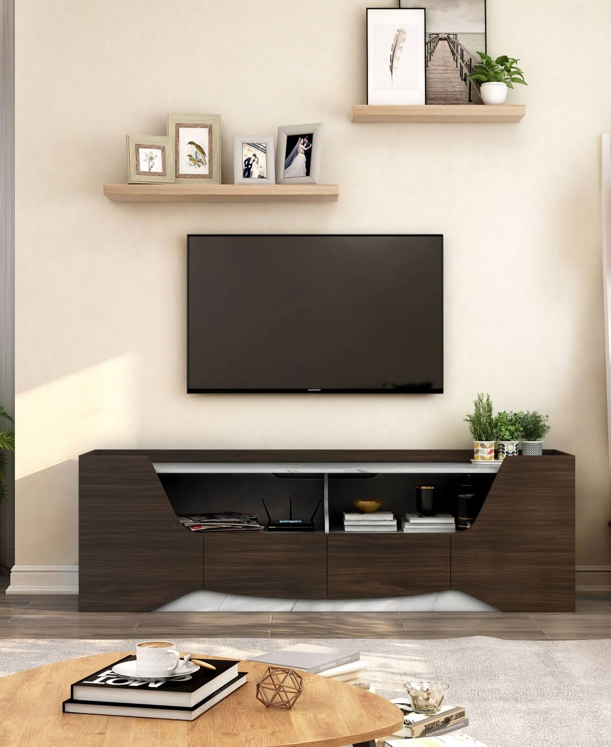 Wenge Brown Floating TV Stand L4363
