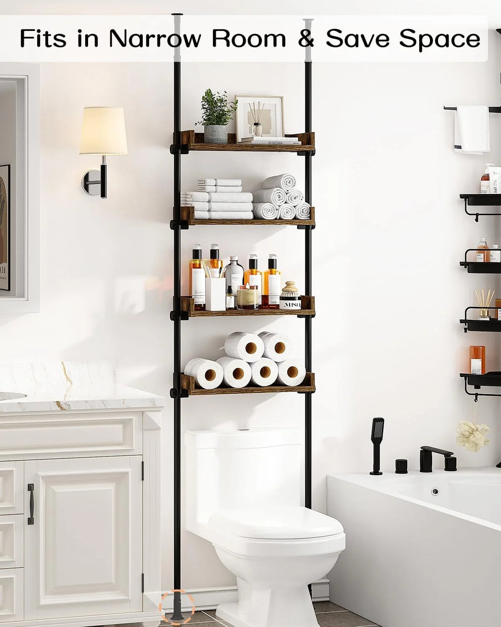 4-Tier Adjustable Wood Over The Toilet Storage N36510