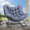Extra-large Gray Cushioned Papasan Rocking Chair G541880