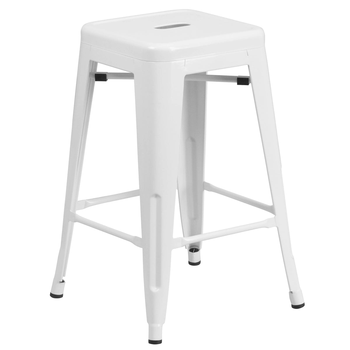 White 24" High Backless Metal Counter Height Stool B505694