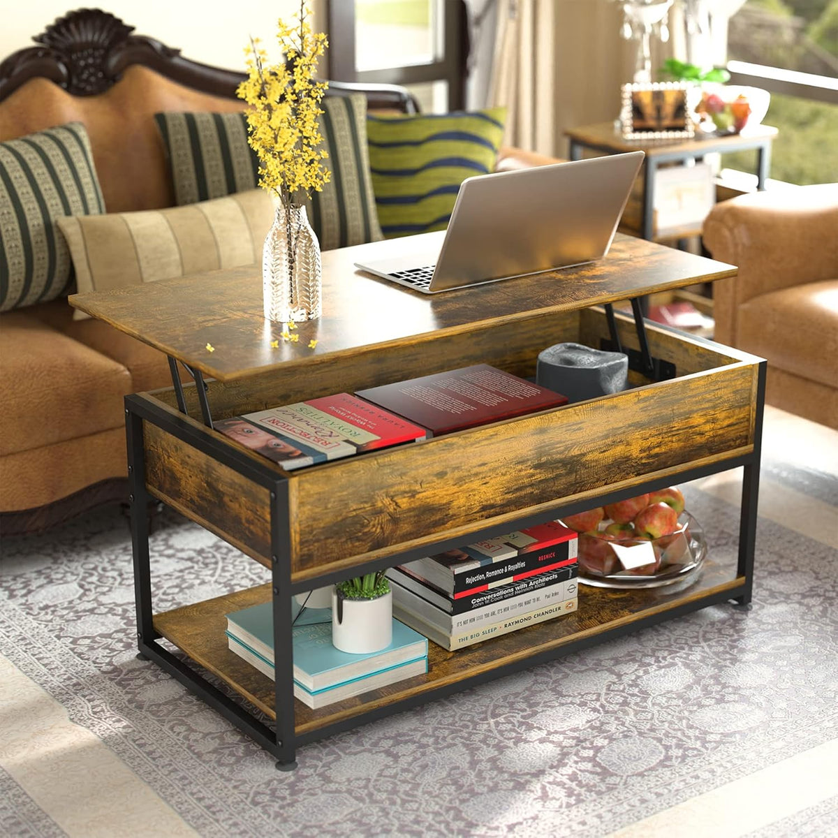 Lift Top Coffee Table with Storage Shelf X418369