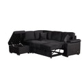 Black Sleeper Sectional Sofa with Ottoman J756