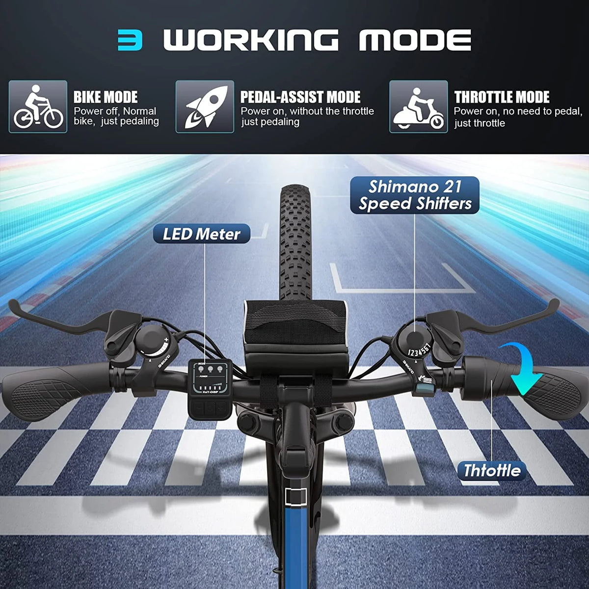 26'' Folding Electric Mountain Bike 500W 21 Speed 48V Removable Battery M769