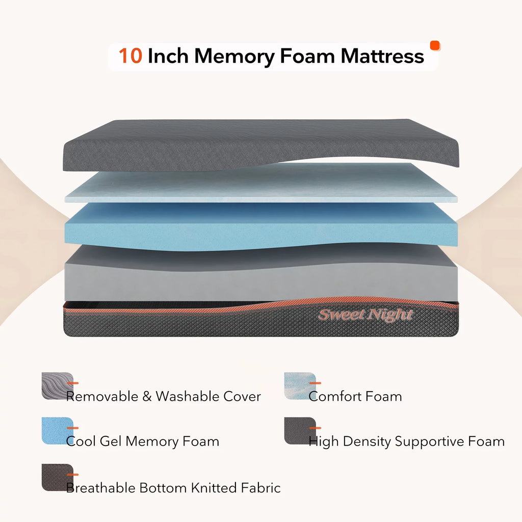 10 inch Gel Memory Foam Mattress Queen Size A8565