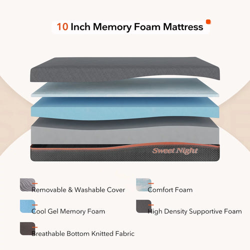 10 inch Gel Memory Foam Mattress Queen Size A8565