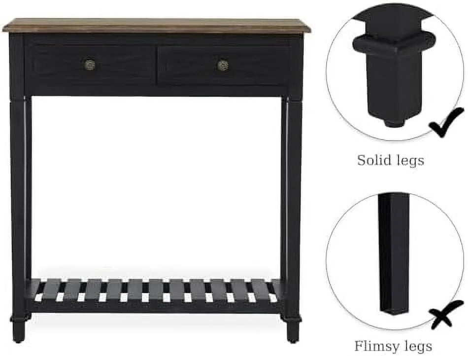 Black Narrow Console Table with Drawers Q810