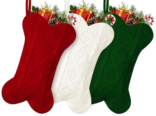 18 Inch Knitted Dog Christmas Stocking 3 Pack K760975