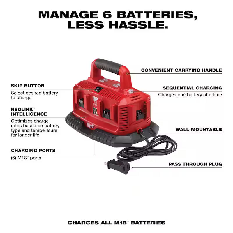 18-Volt Lithium-Ion 6-Port Battery Charger V2473