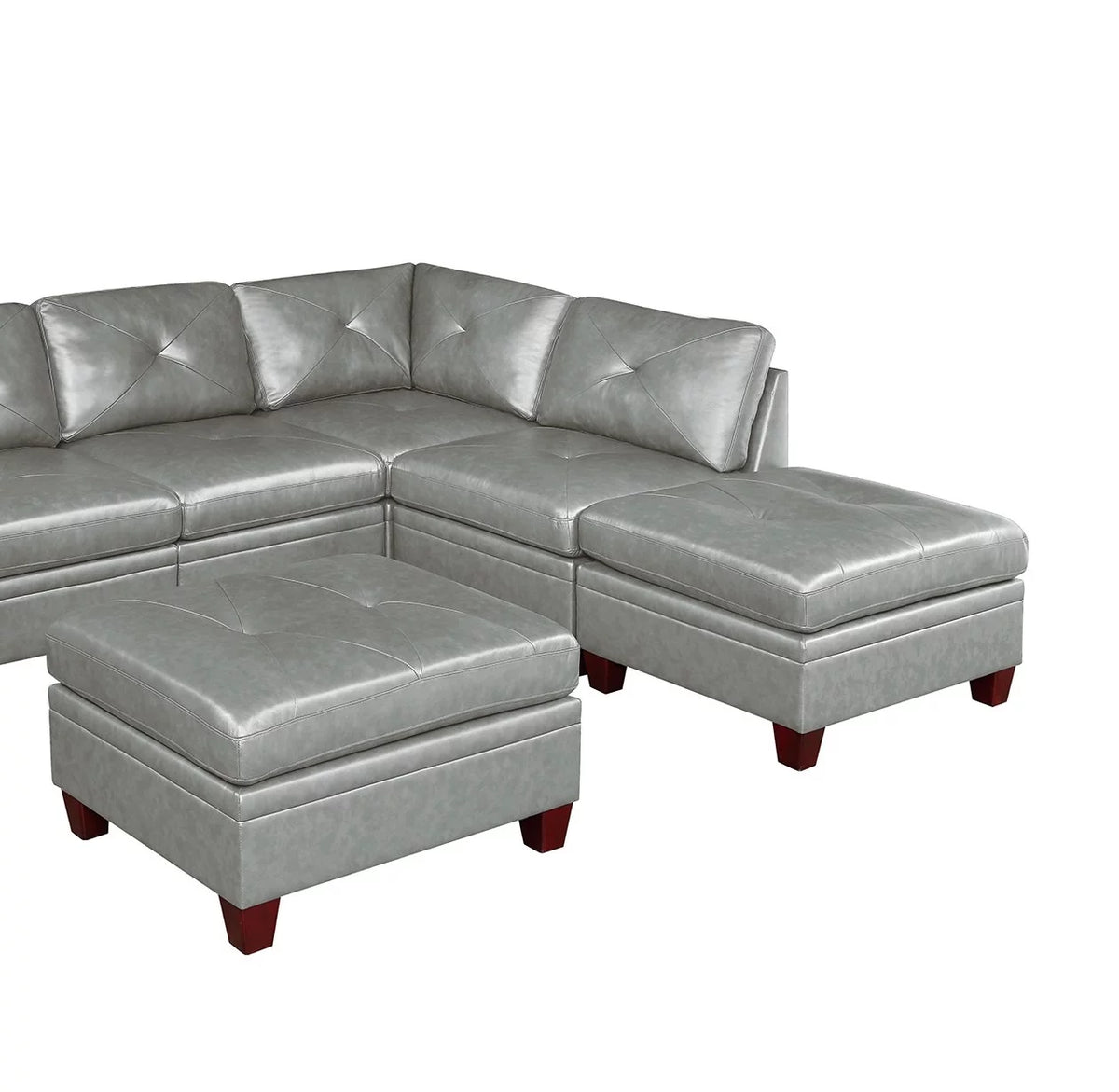 Genuine Leather Tufted Ottoman M32050