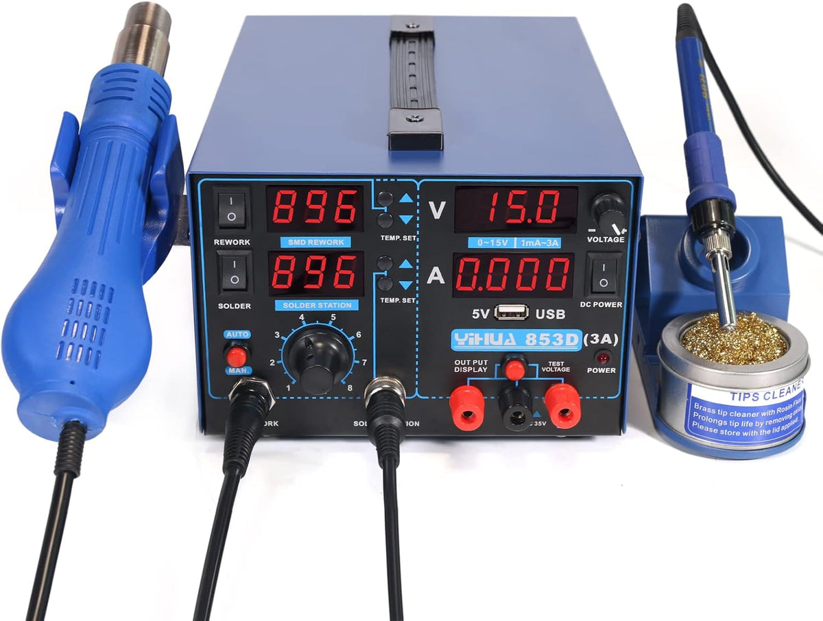 3 Tools Soldering Hot Air Rework Station and Power Supply H287