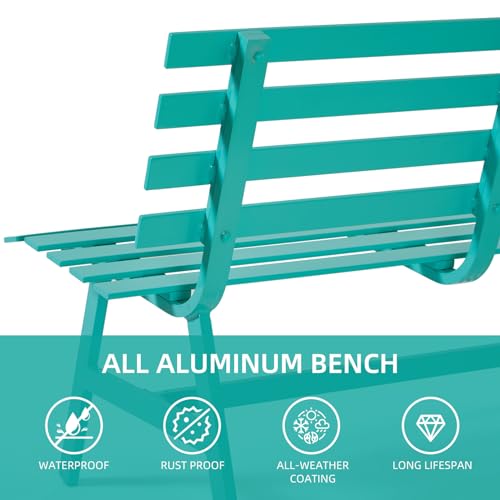Blue Weatherproof Aluminum Outdoor Bench V577