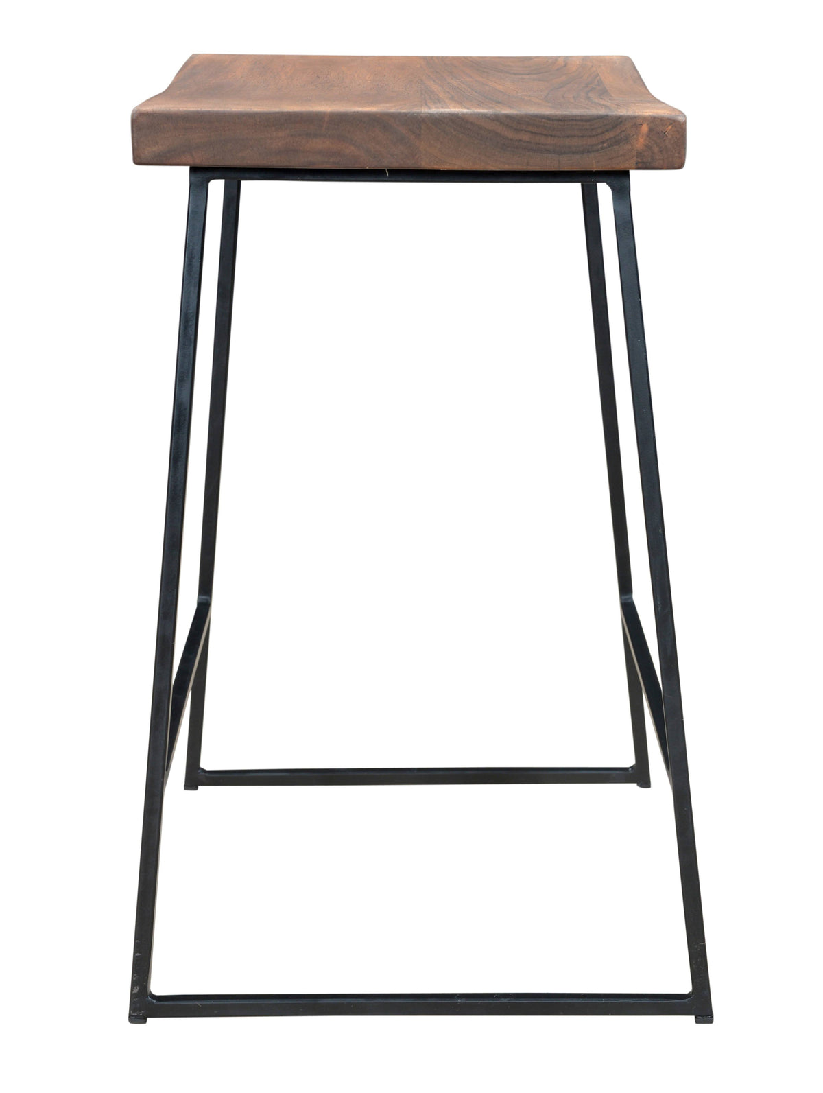 Acacia and Iron Counter Height Barstool, Brown - 2 count Y20915