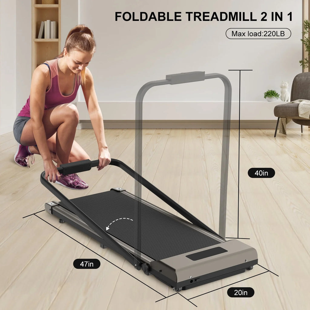 2 in 1 Folding Treadmill 265 lbs Gray G448434
