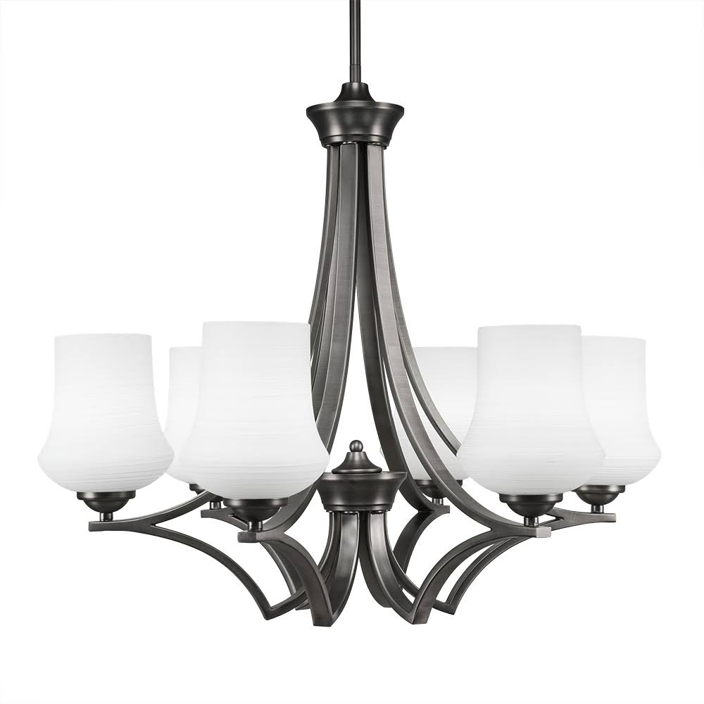 6 Light Chandelier with Linen Glass E486