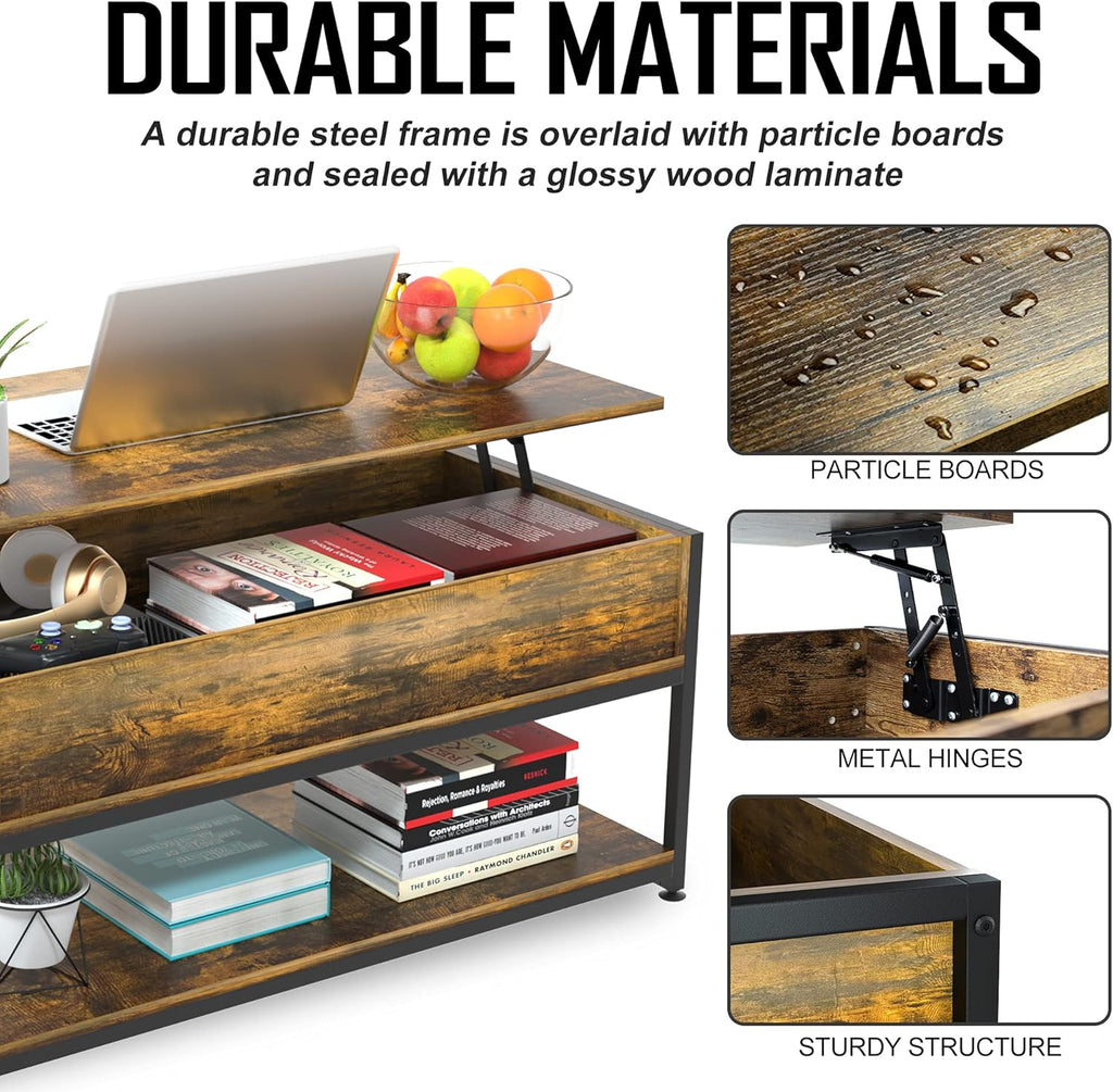 Lift Top Coffee Table with Storage Shelf X418369