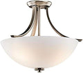 3 Light Semi Flush with Satin Etched Opal Glass in Brushed Pewter R683