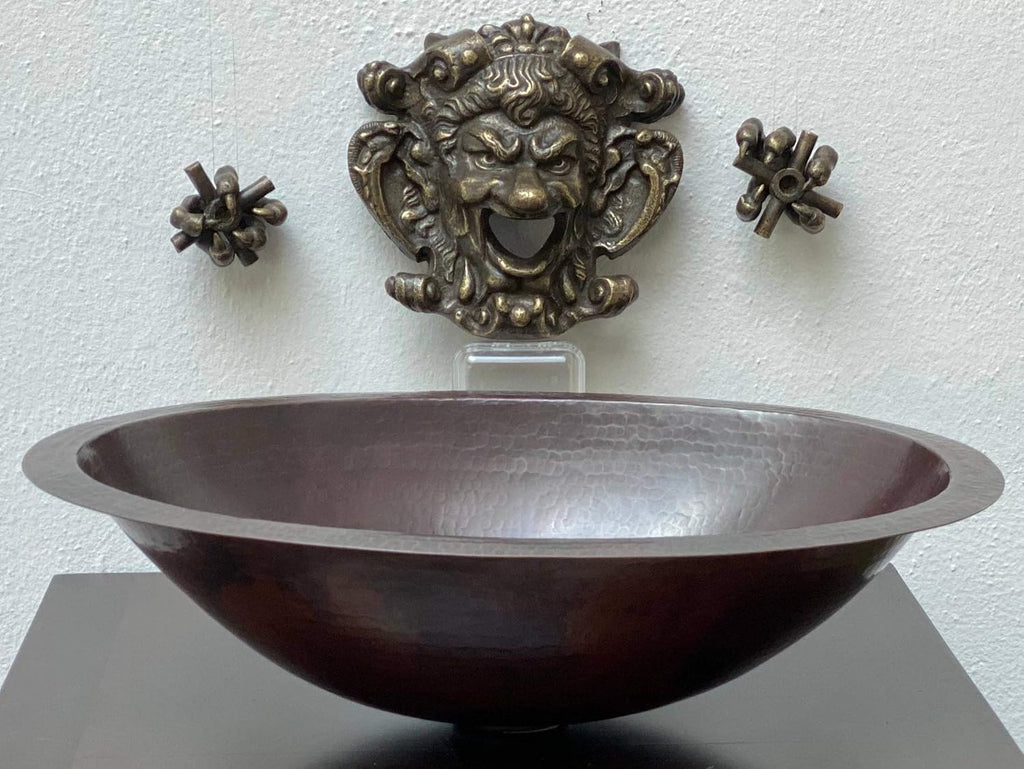 19 x 14 Oval Copper Bathroom Sink Hand Hammered Dual Mount X166