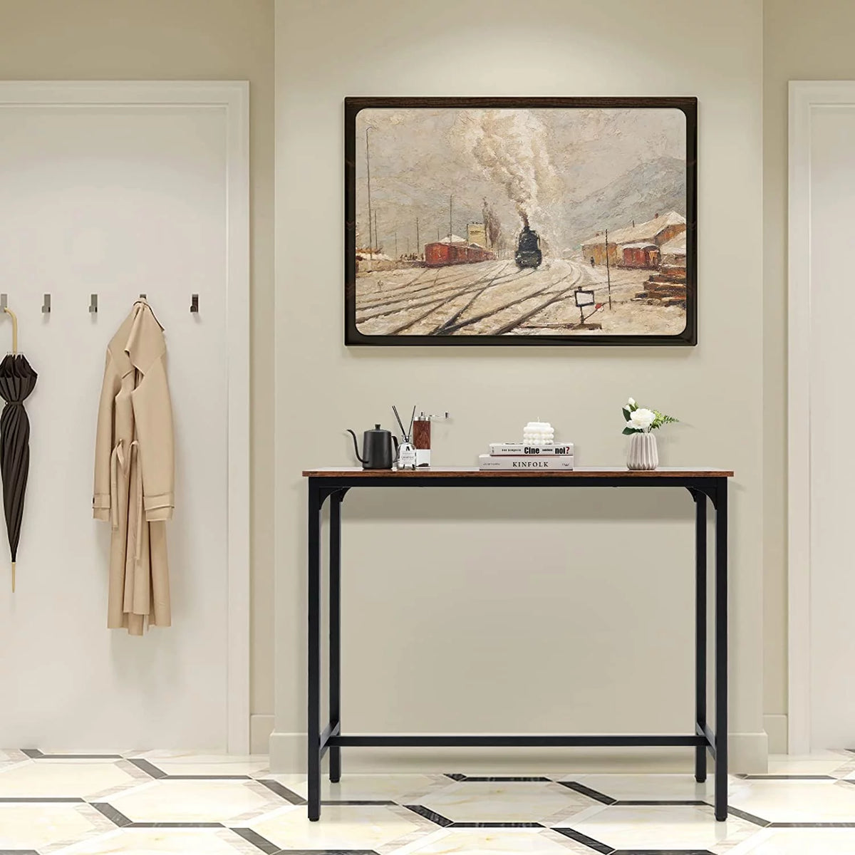 48" Narrow Rectangular Console Table with Steel Frame R70452