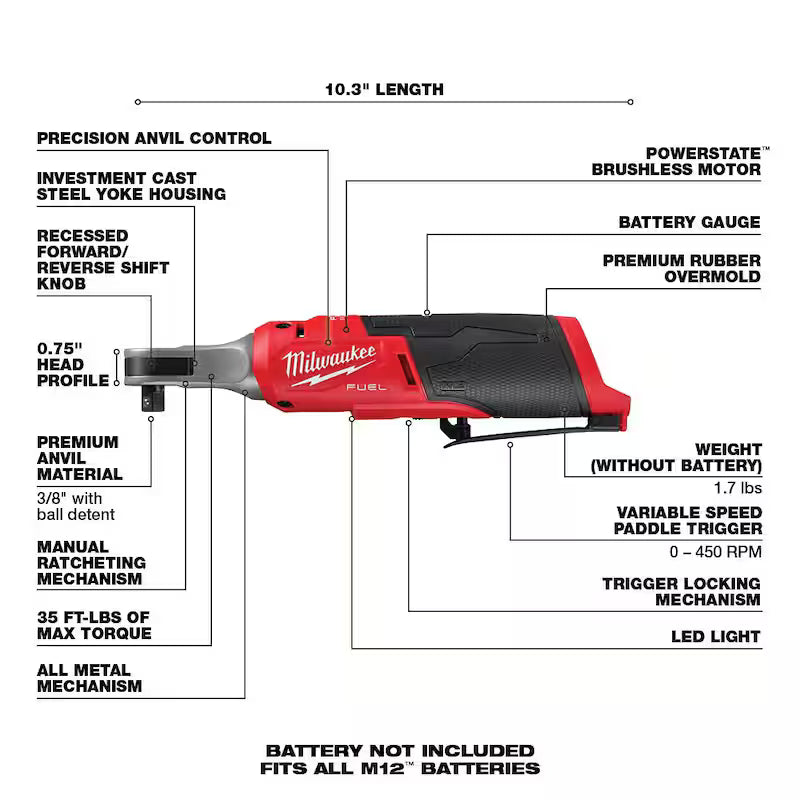 12V Lithium-Ion Brushless Cordless High Speed 3/8 in. Ratchet with 3 in. Cutoff Saw & 1/4 in. Die Grinder T662294