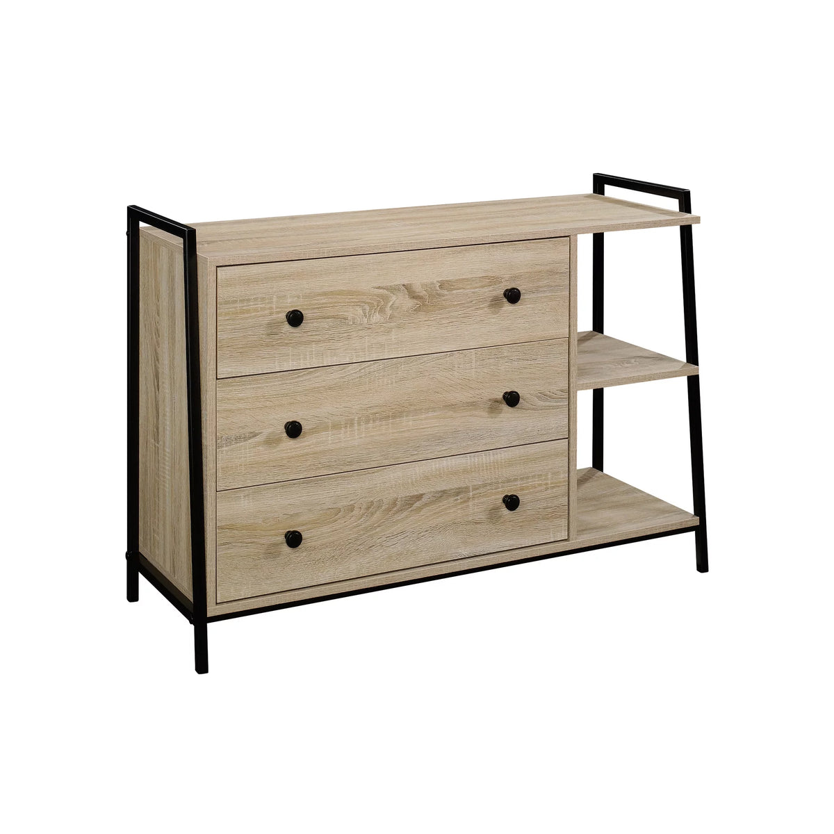 3 Drawer Engineered Wood and Metal Dresser X499