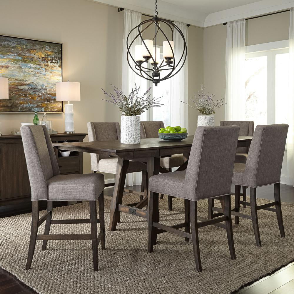 Upholstered Counter Chair Set of 2 Rustic Brown Q848423
