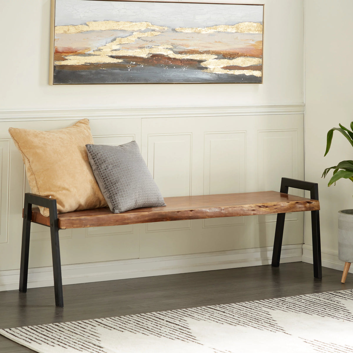 Wood Live Edge Top Bench O3601