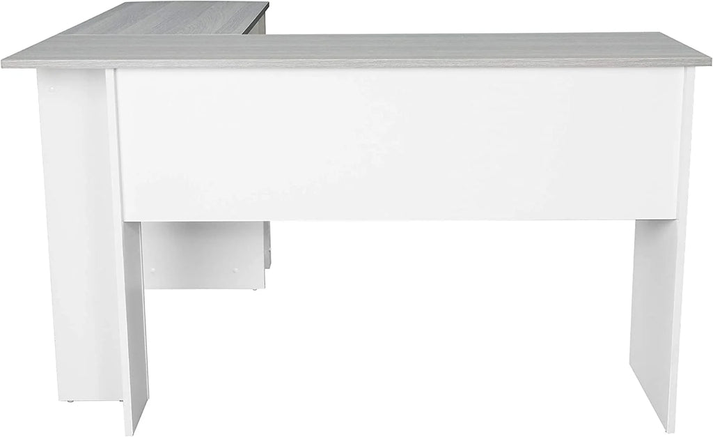Shaped Desk with Corner Bookshelf & Side Storage Shelves A58580