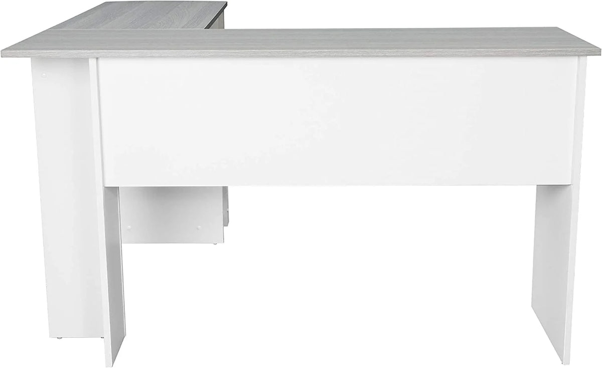 Shaped Desk with Corner Bookshelf & Side Storage Shelves A58580