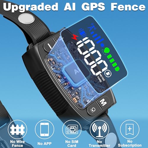 Wireless Dog Fence System, Rechargeable IPX6 Waterproof Collar, 33Yd-1000Yd Range V58437
