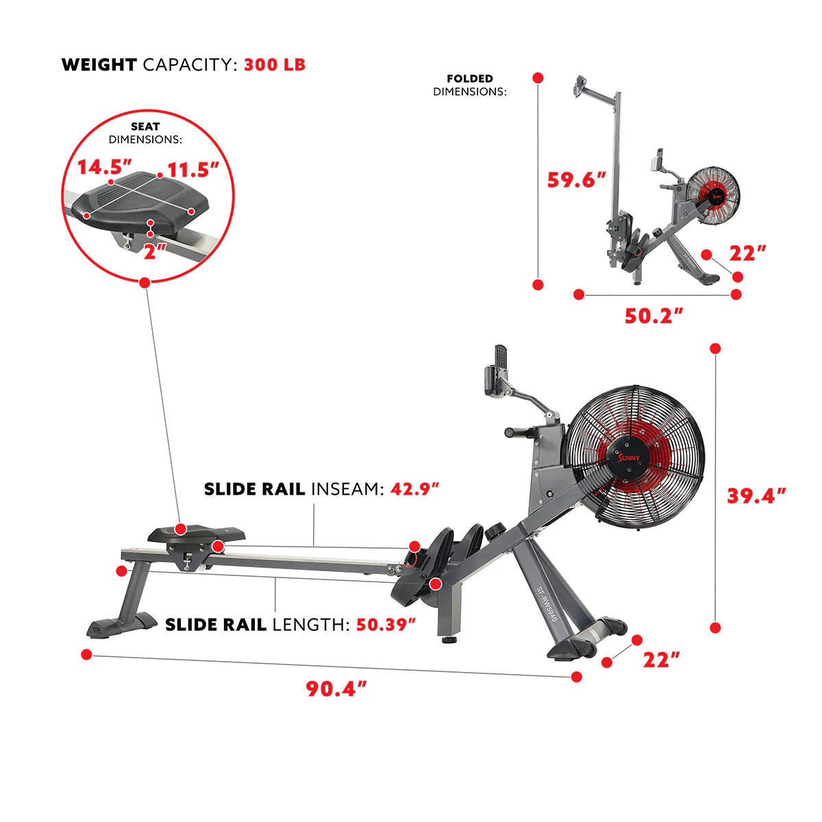 Magnetic Air Resistance Rowing Machine Y595