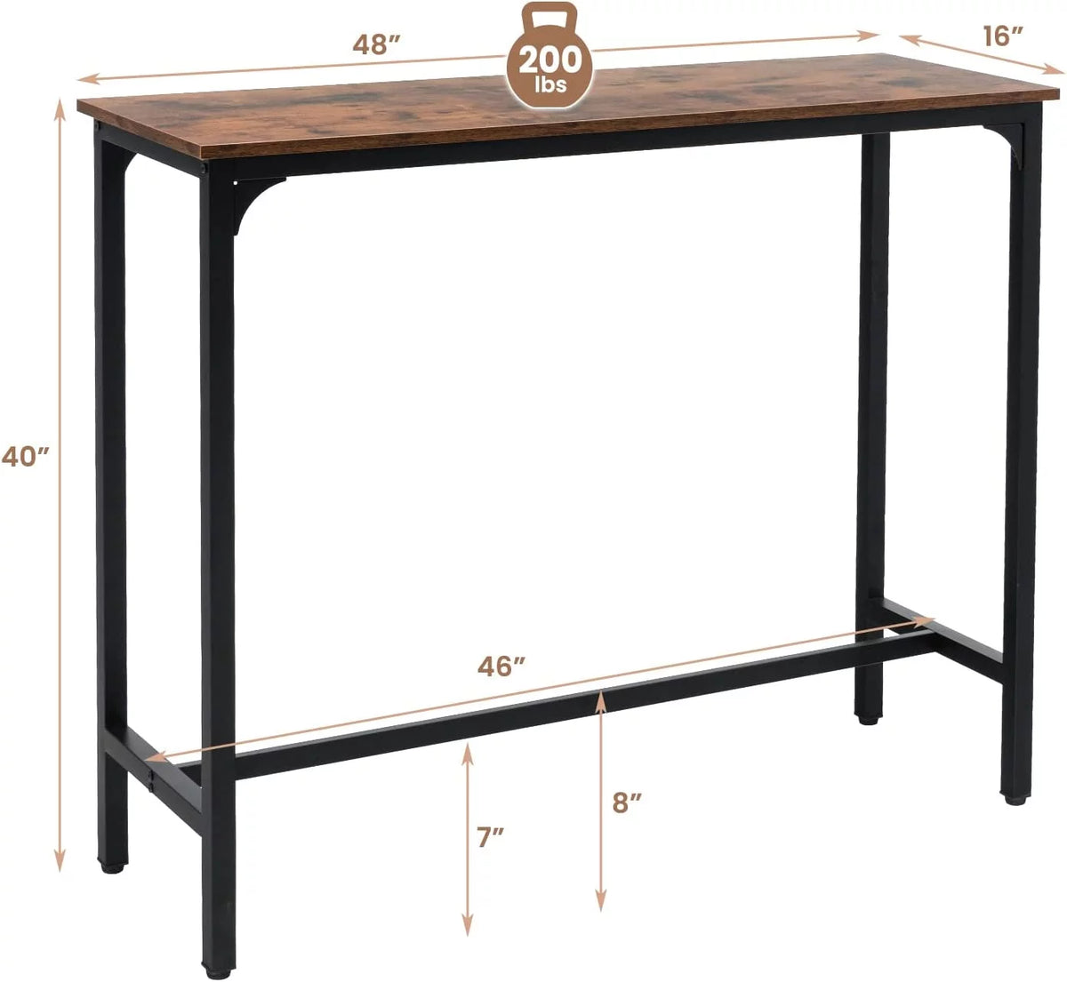 48" Narrow Rectangular Console Table with Steel Frame R70452