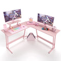 Pink L-Shaped Gaming Desk with Monitor Riser E280