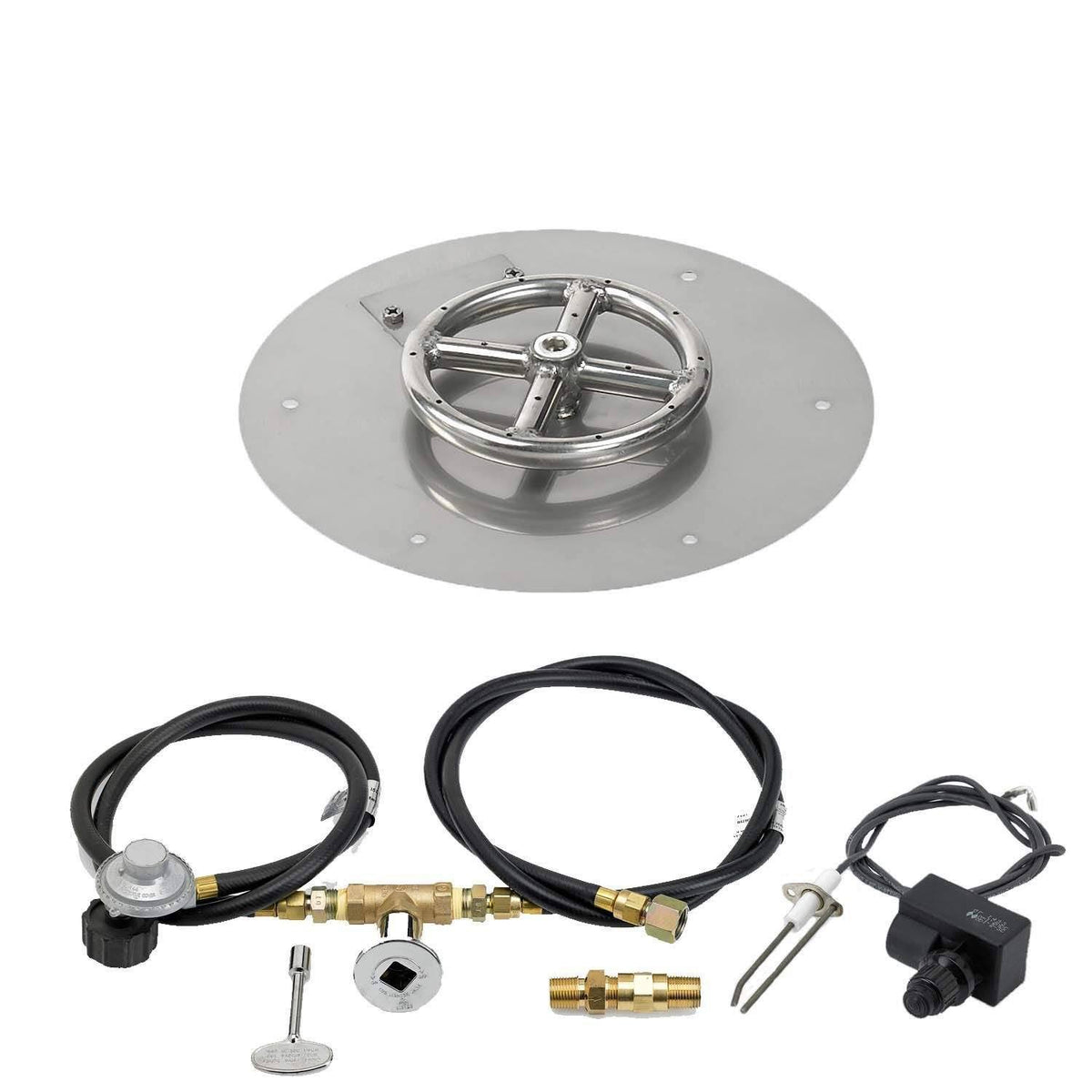 24x22 Round Stainless Steel Flat Pan with Spark Ignition Kit Natural Gas D839334