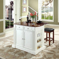 Drop Leaf Kitchen Island with Upholstered Square Seat Stools S951