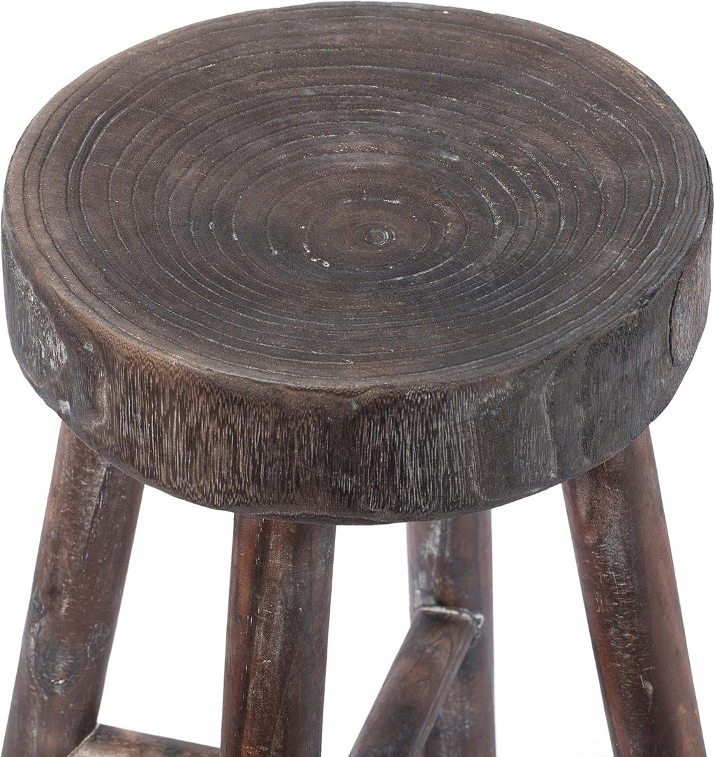 Antique Round Wooden Stools Set of 2 J718