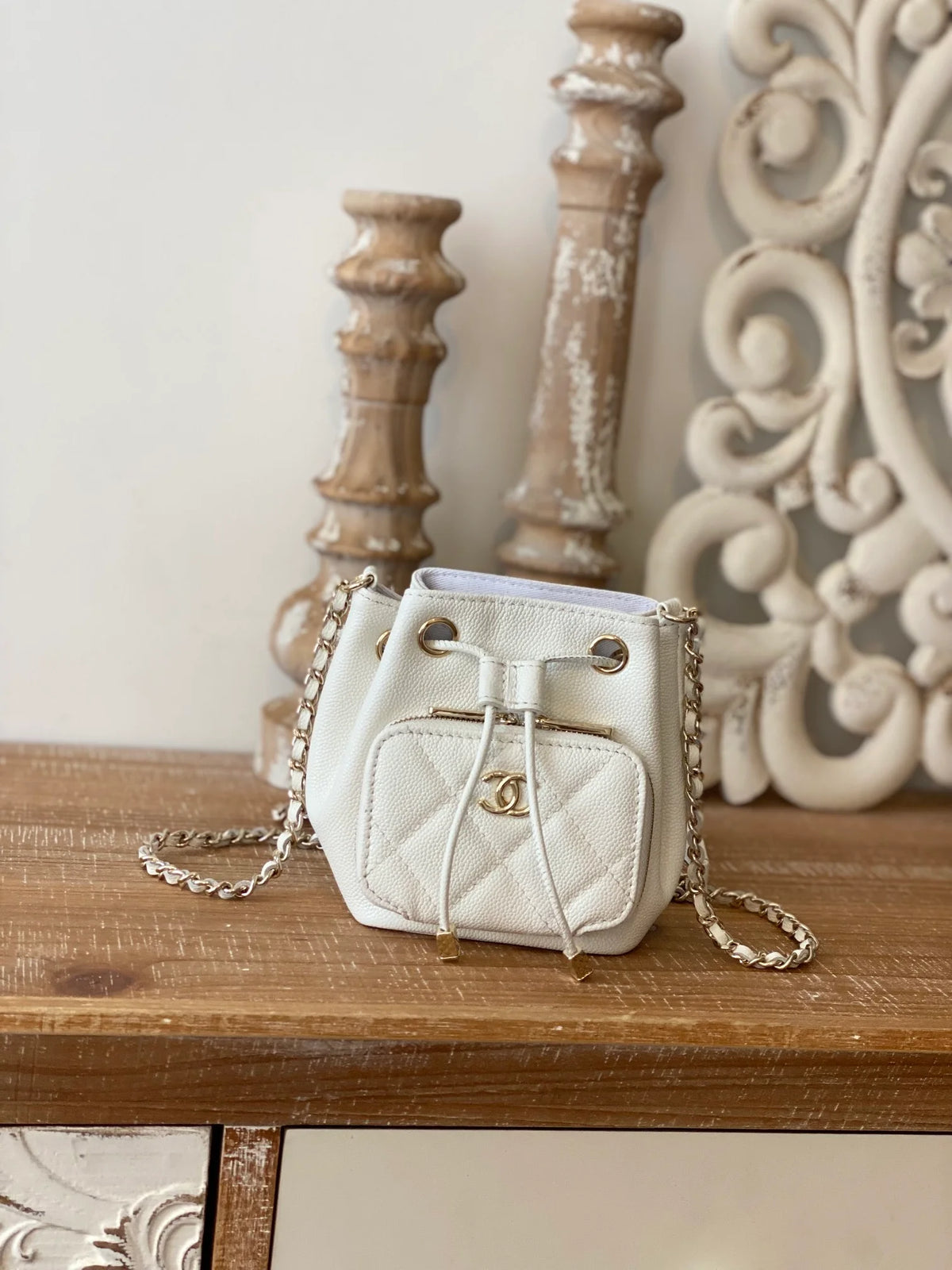 Mini Bucket Bag With Strap White L52164