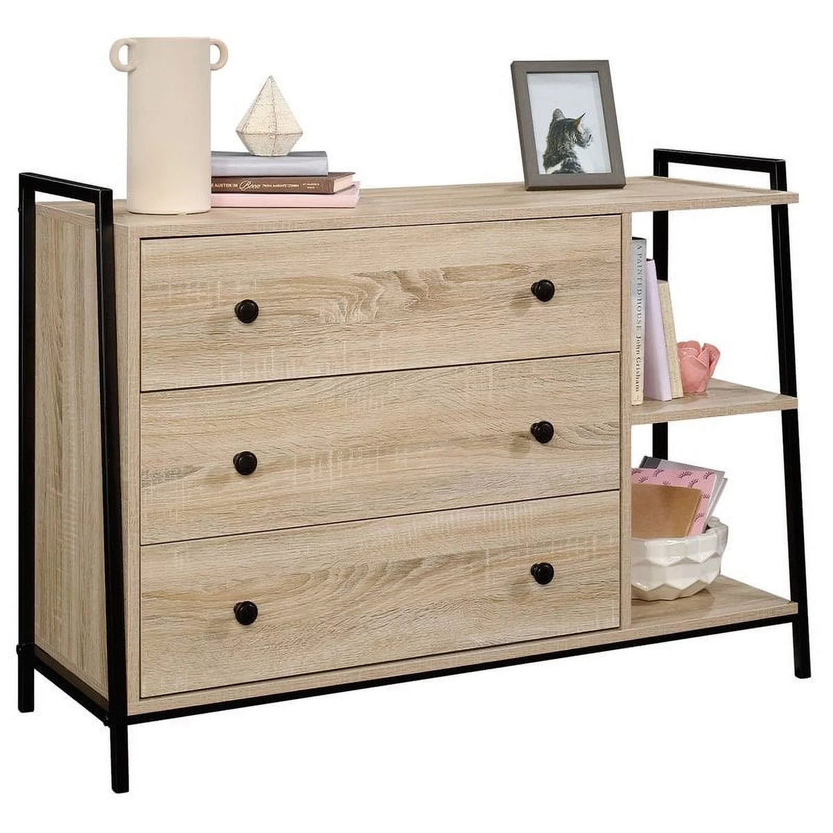 3 Drawer Engineered Wood and Metal Dresser X499