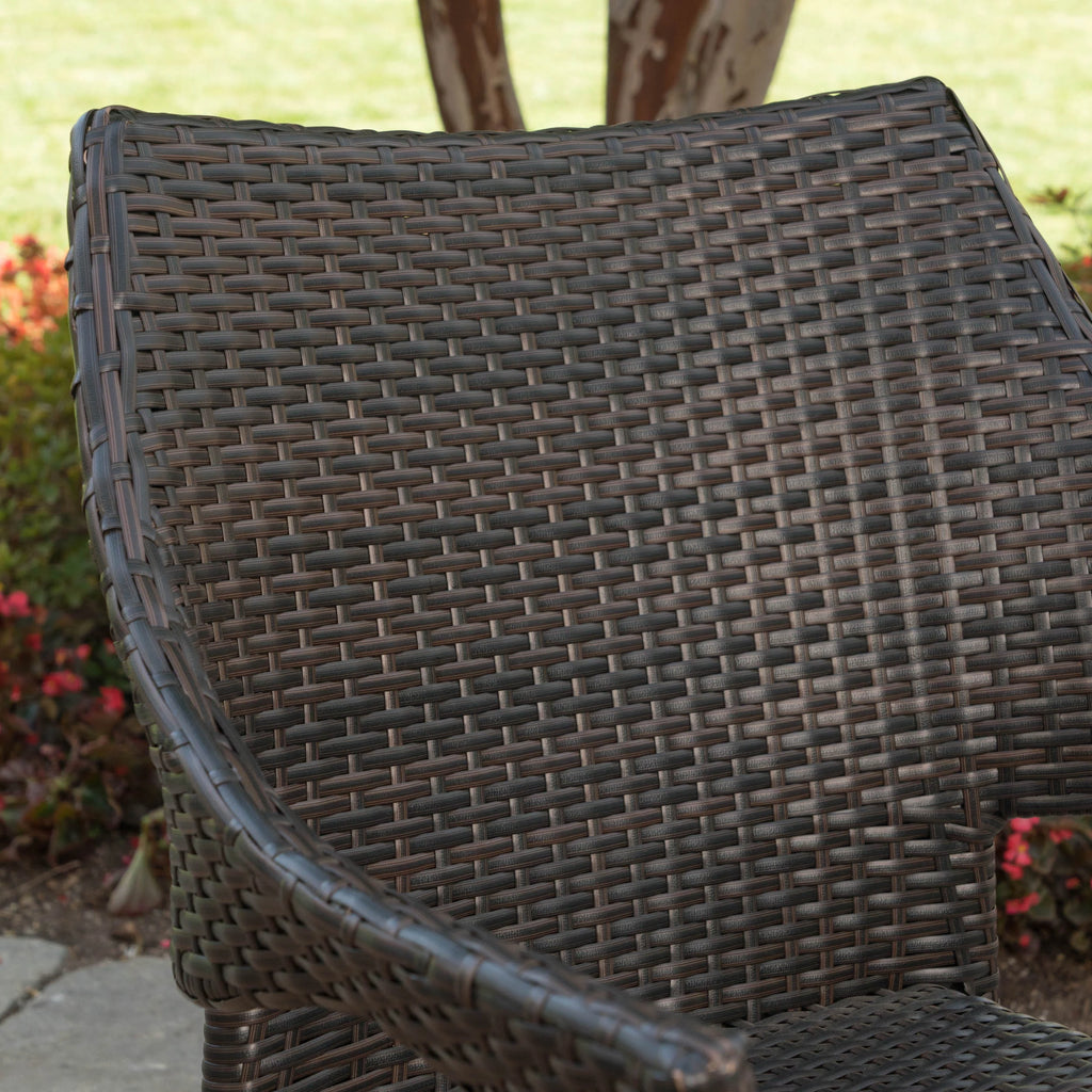 6 Piece Acacia Wood Dining Set with Wicker Stacking Chairs M446591