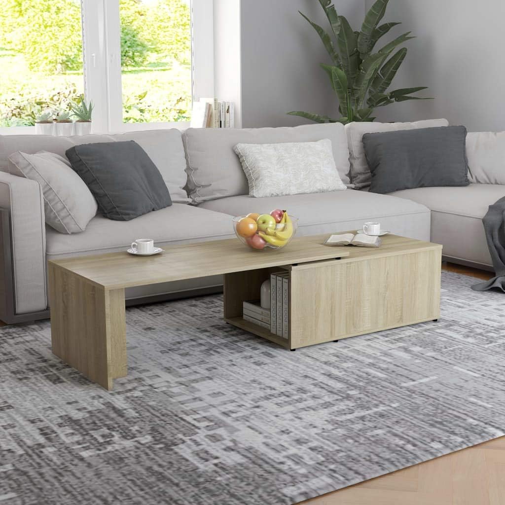 Coffee Table with Storage Cabinet Chipboard Side Table Concrete Gray U303291