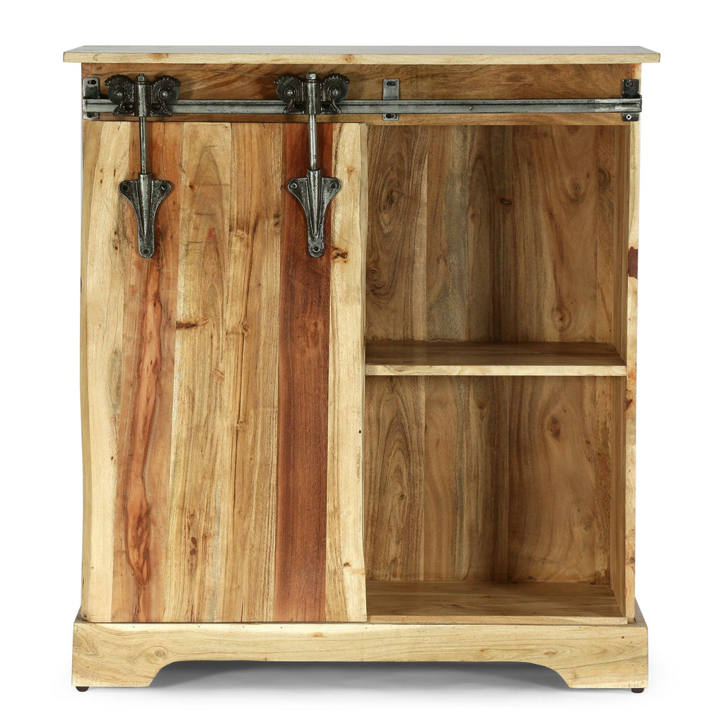 Acacia Wood Live Edge Cabinet with Sliding Door P3093