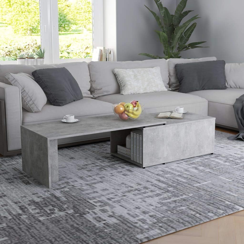 Coffee Table with Storage Cabinet Chipboard Side Table Concrete Gray U303291