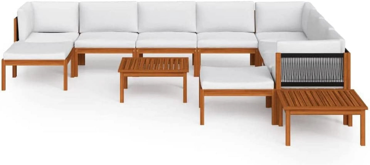 12 Piece Cream Solid Acacia Wood Patio Lounge Set X79807