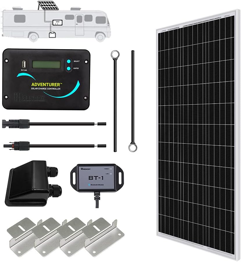 100 Watts 12 Volts Monocrystalline Solar RV Kit with 30A PWM Charge Controller B363002