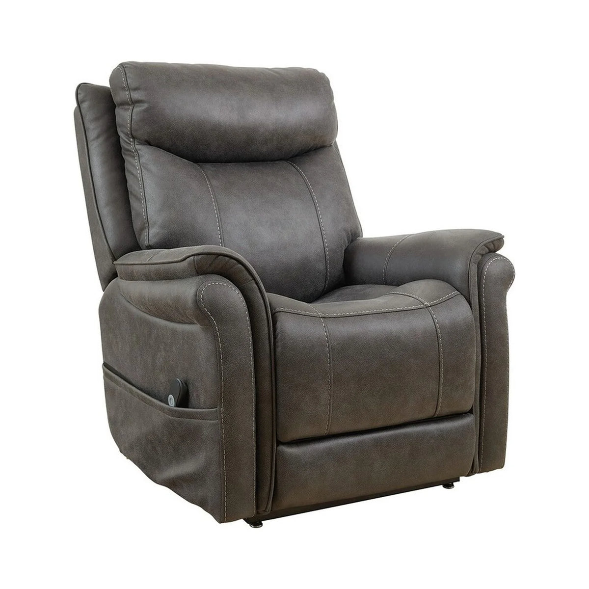 36 Inch Steel Gray Vegan Faux Leather Recliner V595211