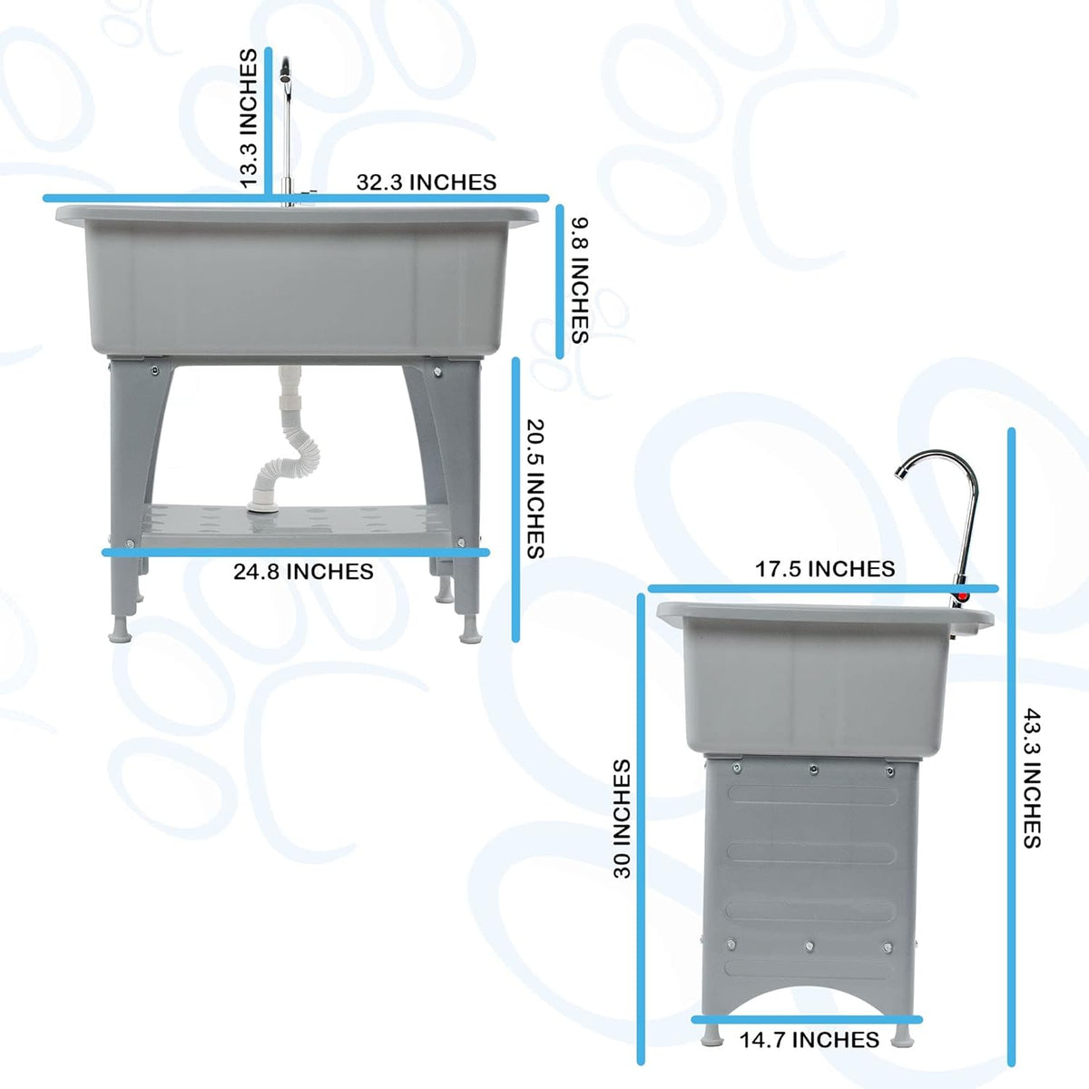 Portable Dog Bathing Station with Removable Shelf L60016