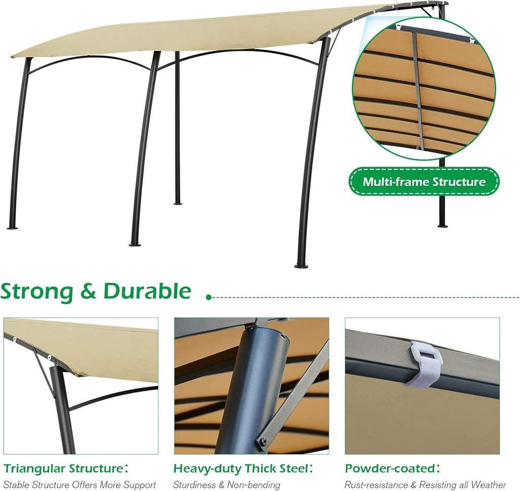 13'x10' Beige Steel Outdoor Awning Gazebo W913439