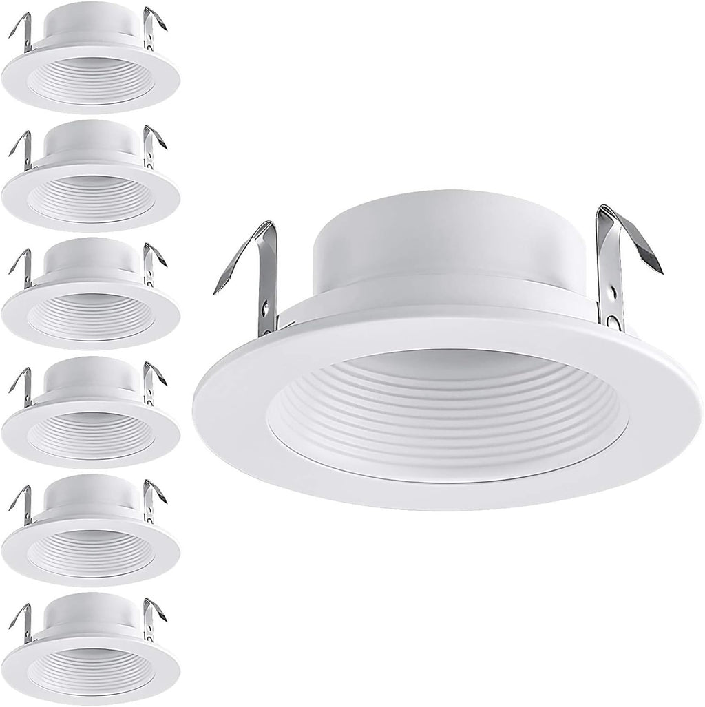 4 Inch Recessed Light Trim with Satin Nickel Step Baffle, Pack of 6 I35731
